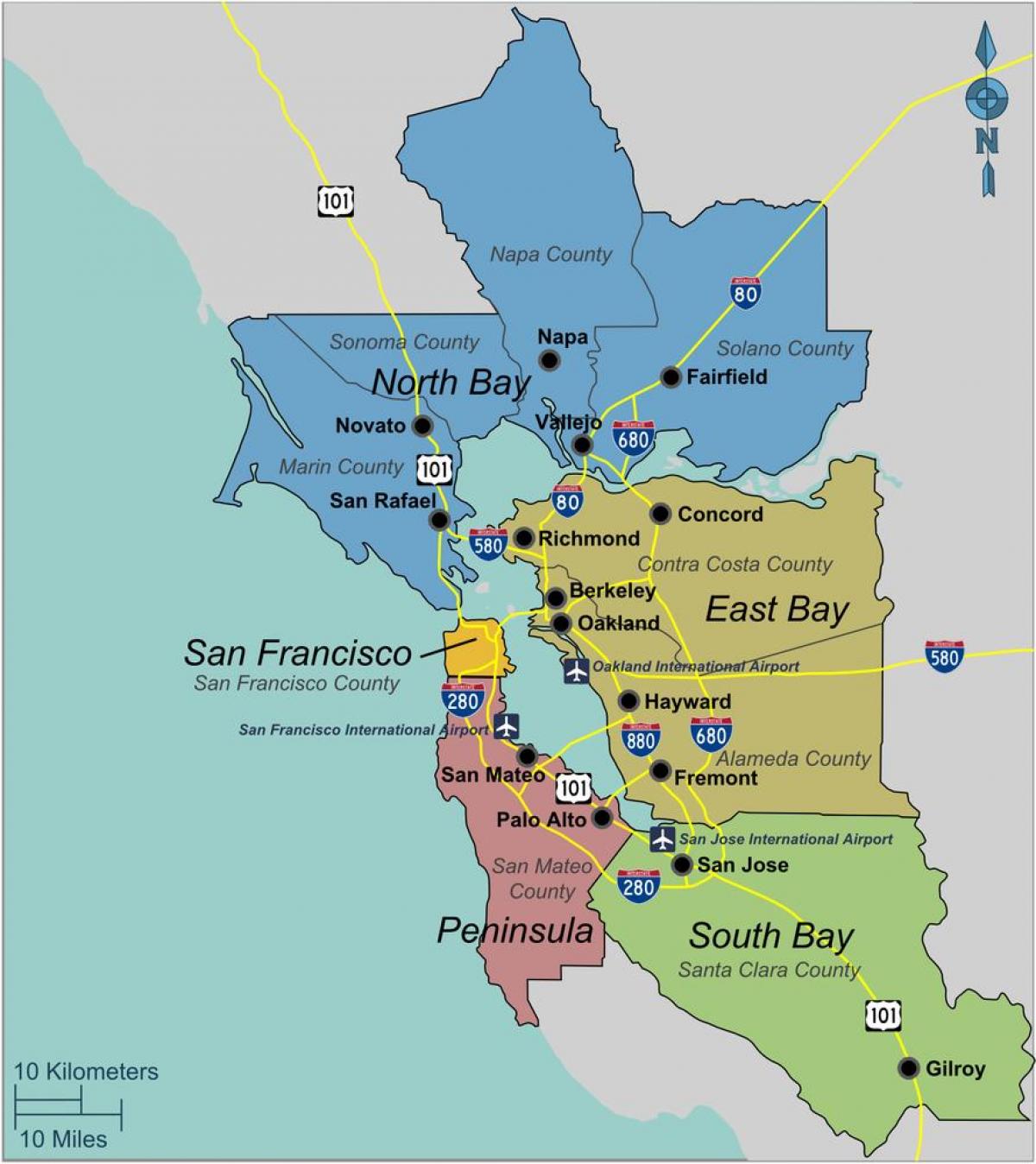خريطة جنوب منطقة خليج سان فرانسيسكو