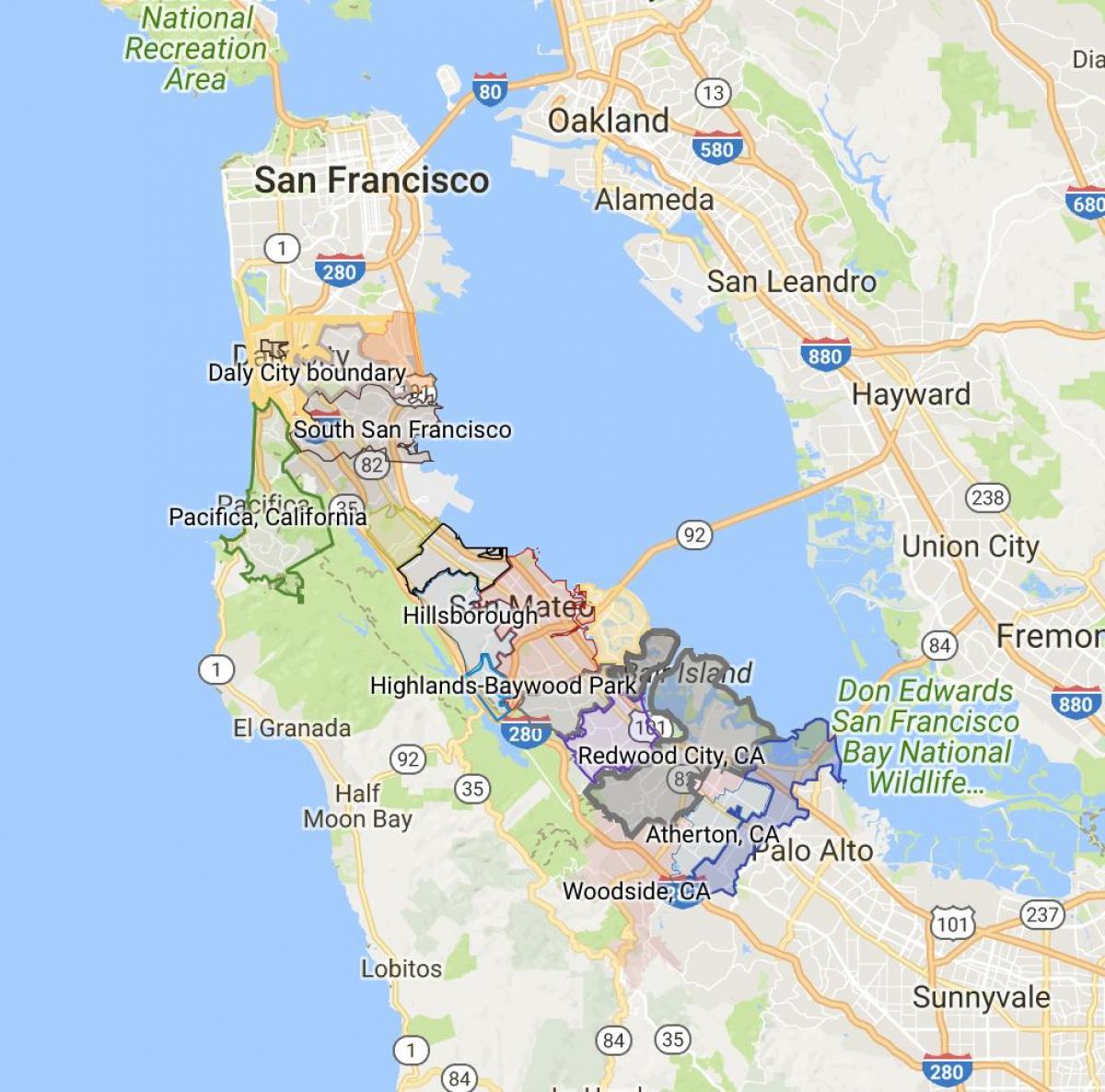 خريطة مدينة سان فرانسيسكو حدود