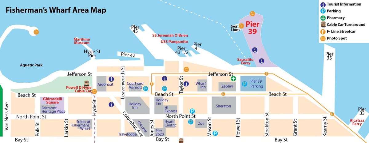 خريطة سان فرانسيسكو pier 39 منطقة