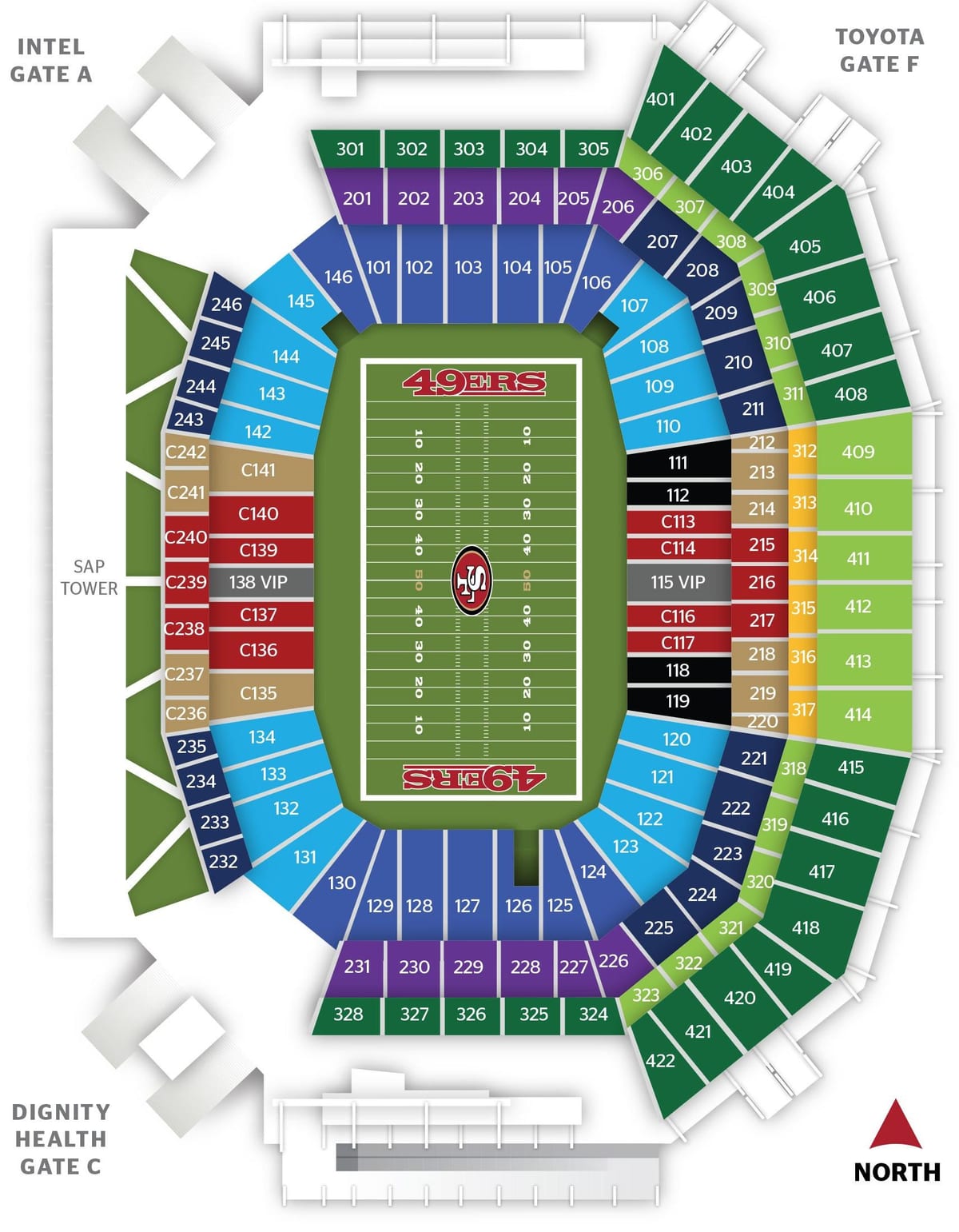 خريطة سان فرانسيسكو 49ers الملعب