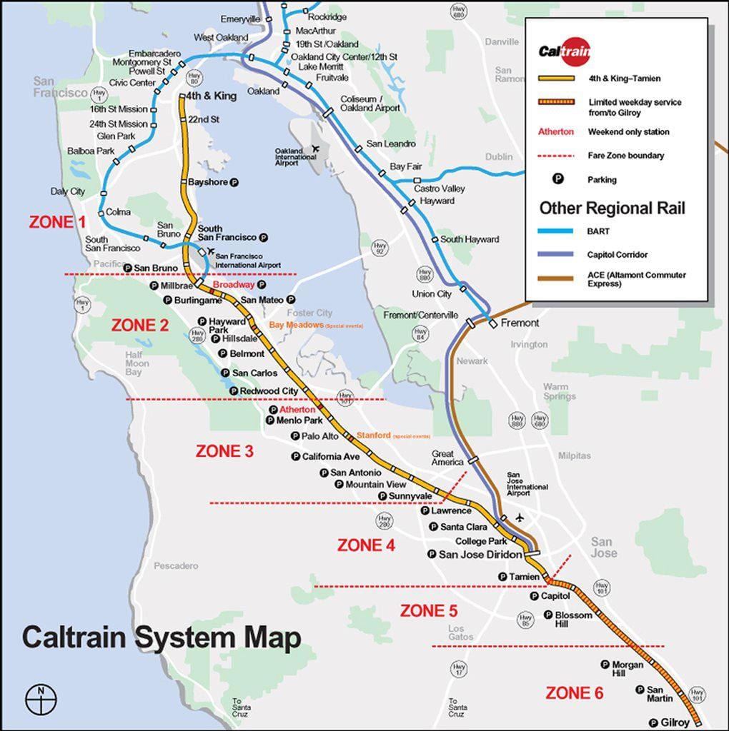 caltrain خريطة الطريق ،