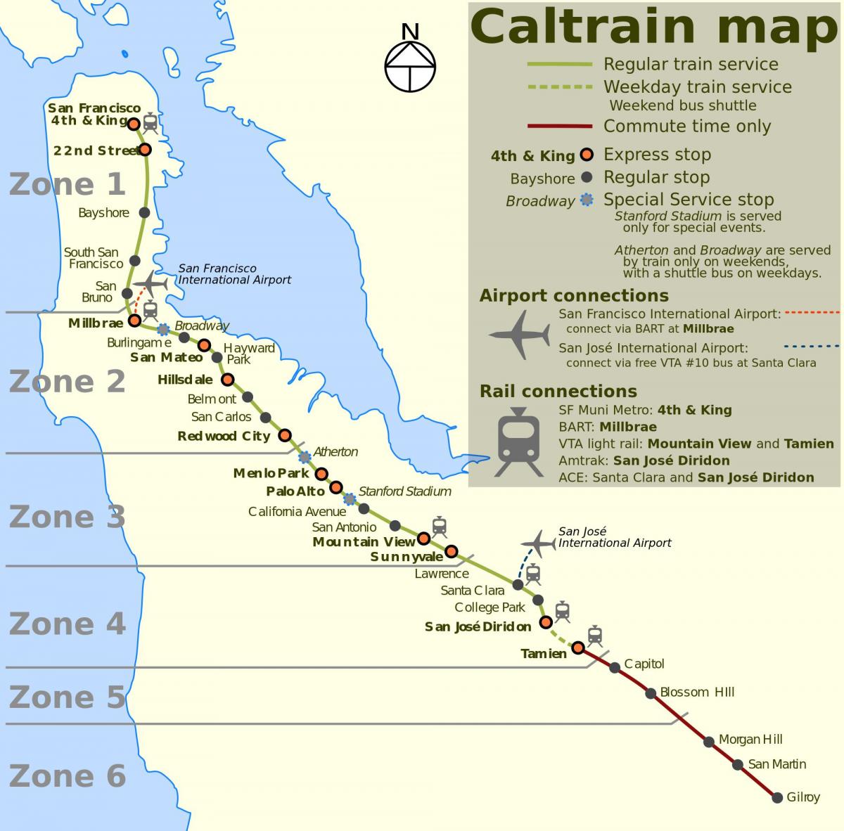 سان فرانسيسكو caltrain خريطة