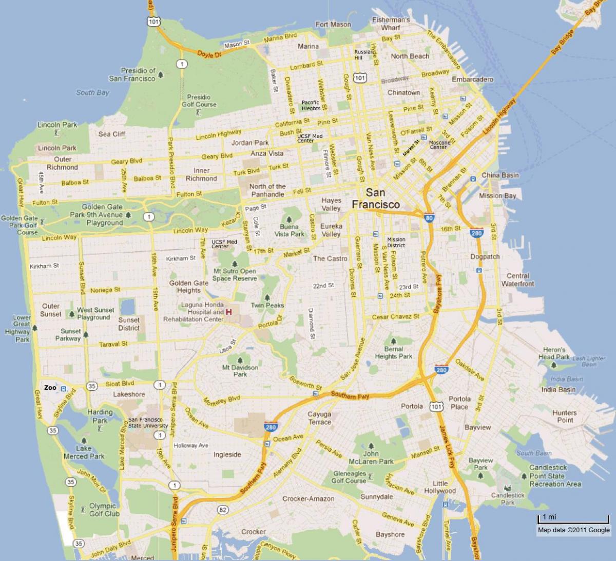خريطة لوس أنجلوس إلى سان فرانسيسكو
