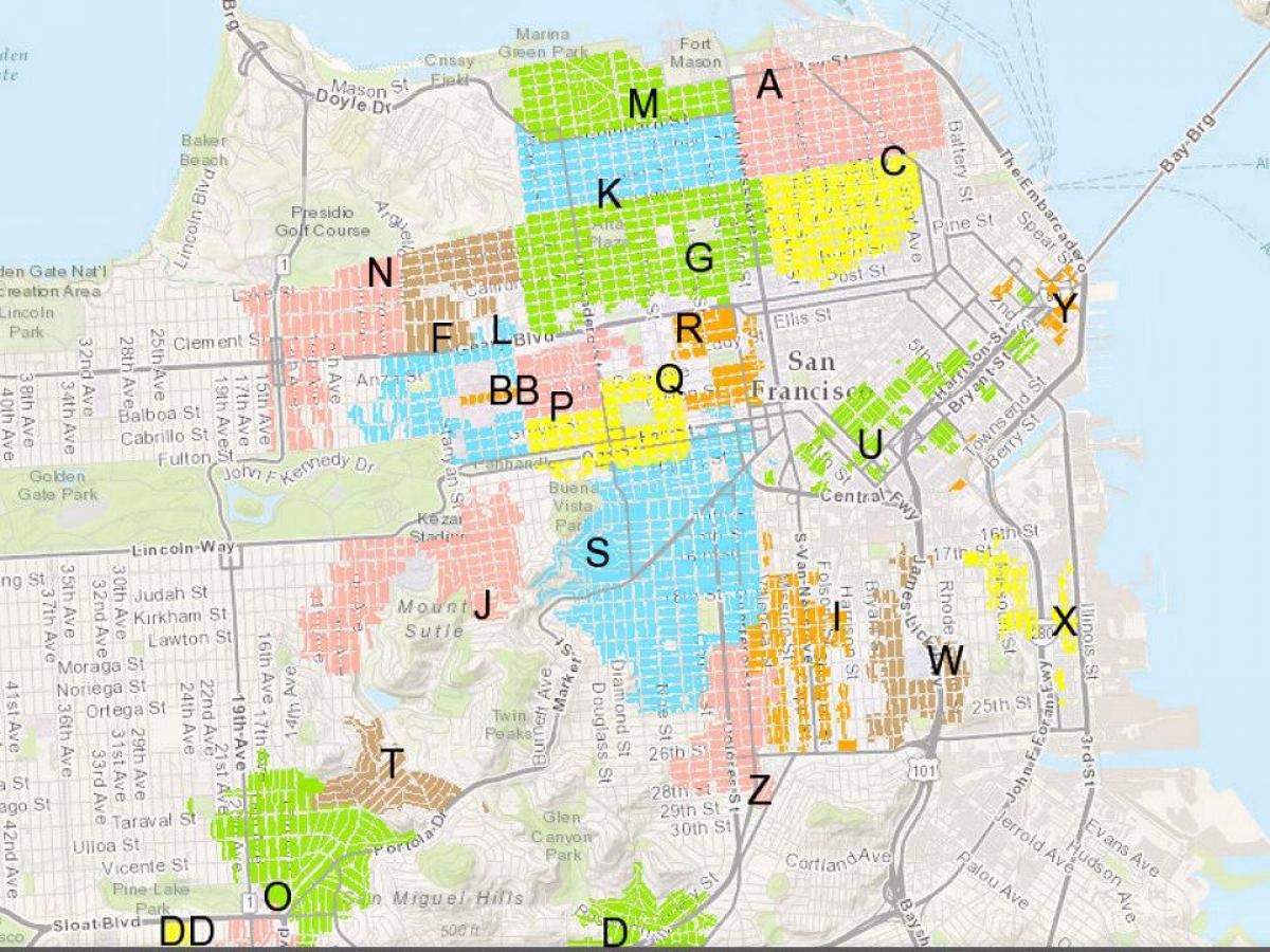 خريطة SF وقوف السيارات السكنية