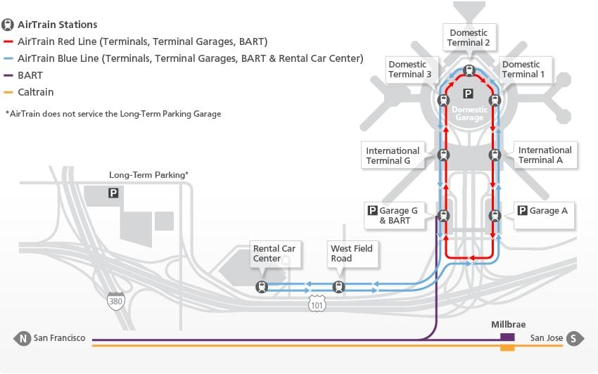 خريطة SFO airtrain