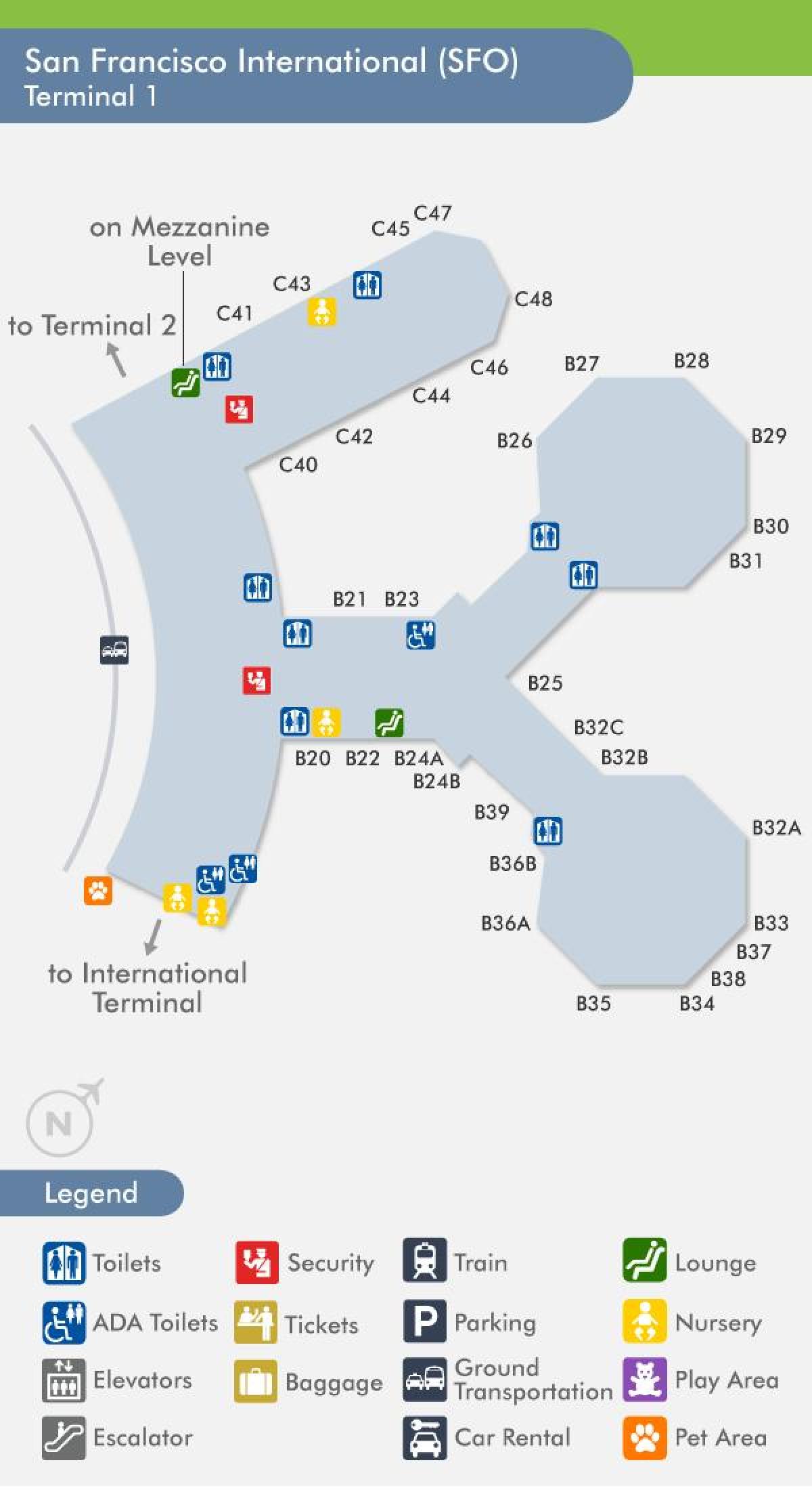 San Francisco airport terminal 1 خريطة