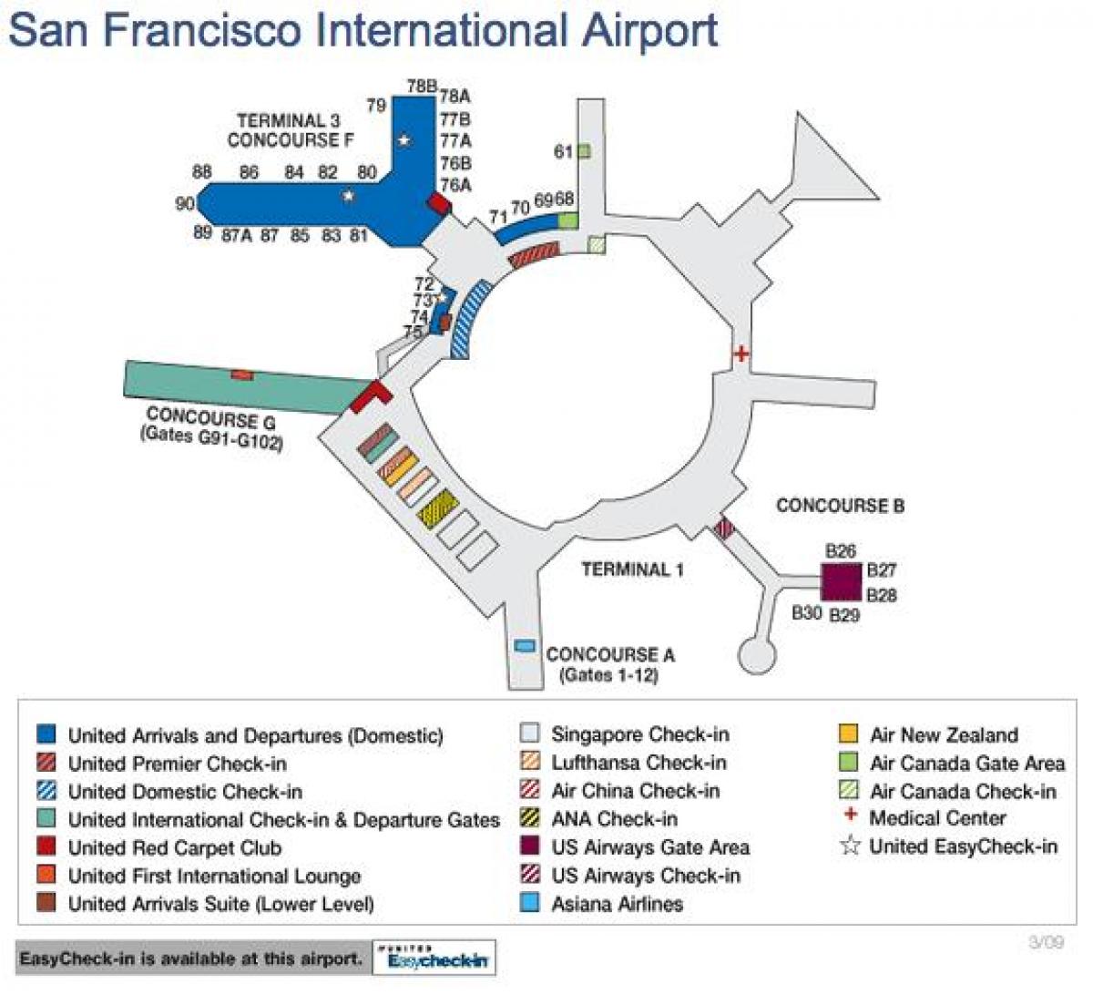 مطار سان فرانسيسكو المتحدة خريطة