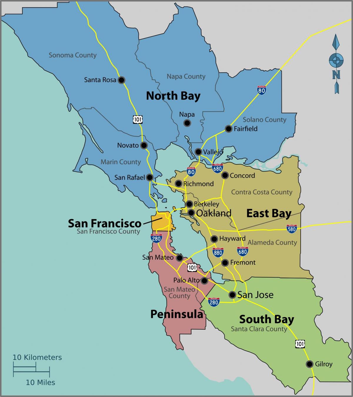 خليج سان فرانسيسكو على الخريطة