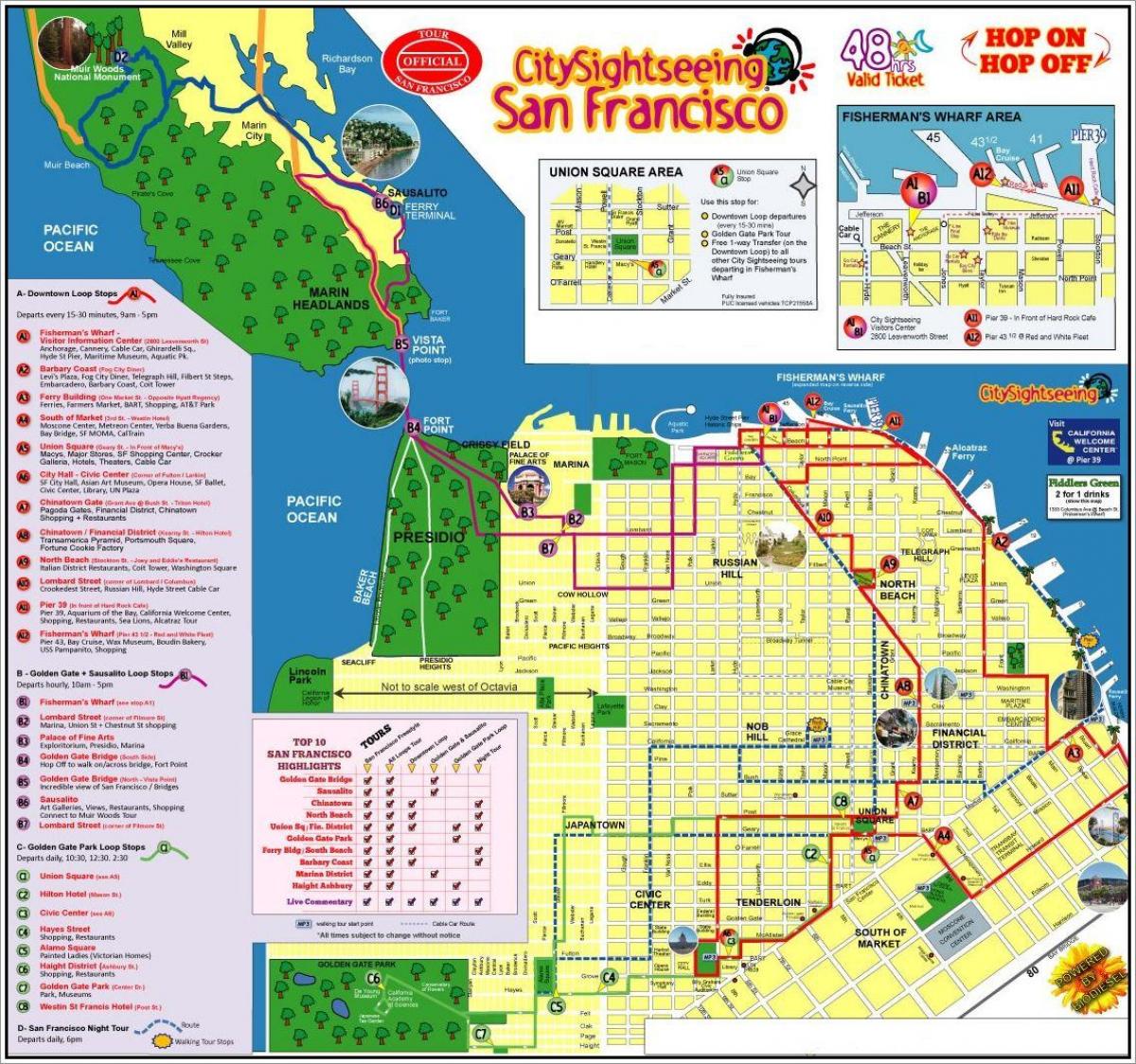 المدينة السياحية سان فرانسيسكو جولة خريطة