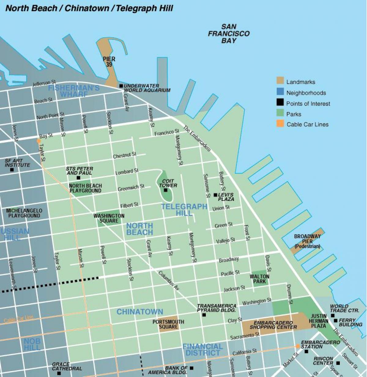 خريطة شمال شاطئ سان فرانسيسكو