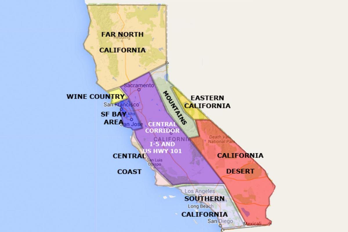 خريطة شمال كاليفورنيا من سان فرانسيسكو