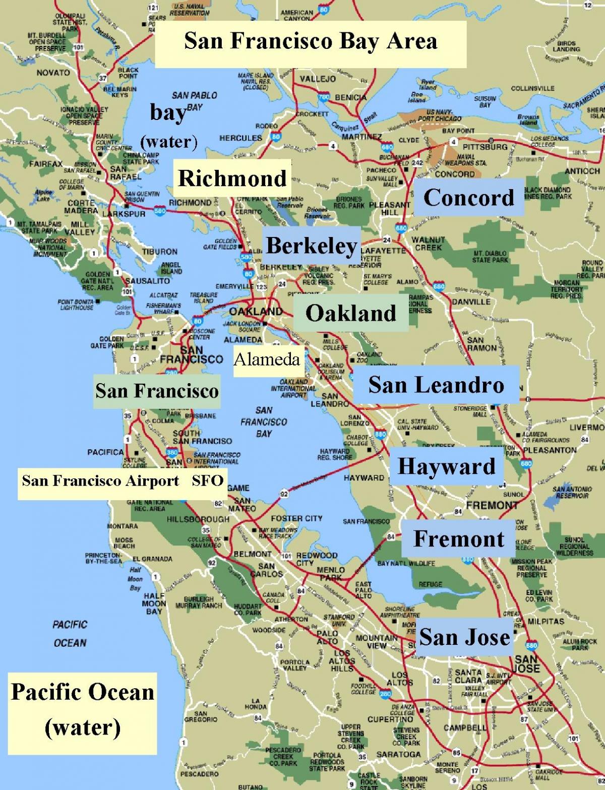 خريطة منطقة سان فرانسيسكو كاليفورنيا
