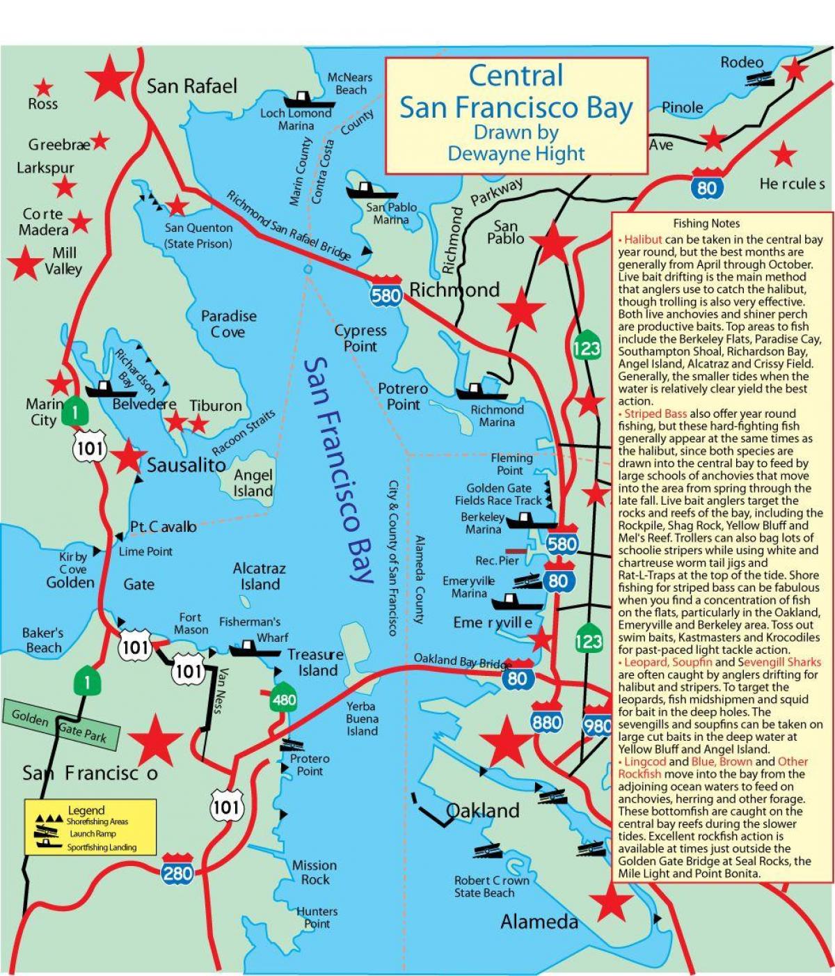 خريطة خليج سان فرانسيسكو الصيد 