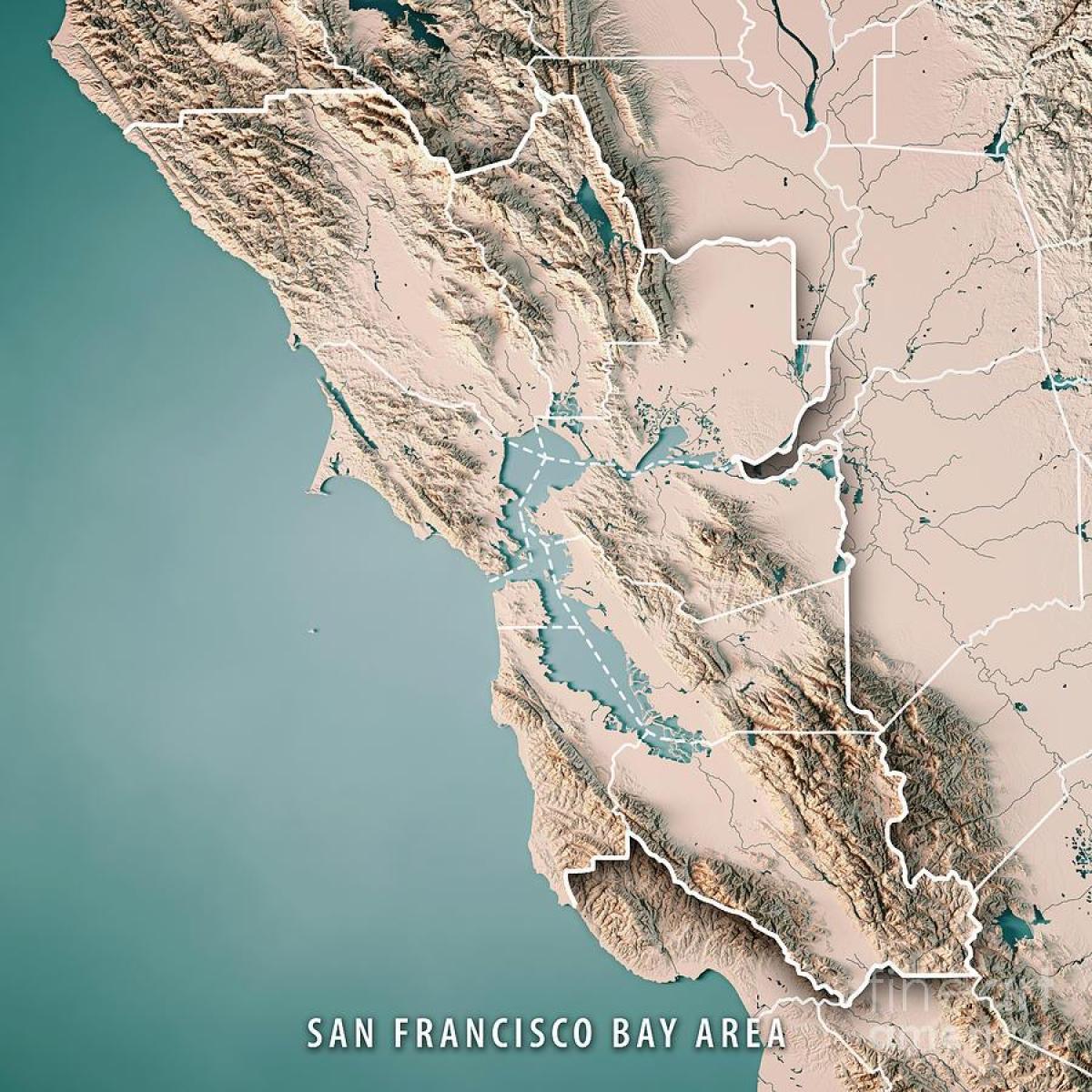 خريطة خليج سان فرانسيسكو الطبوغرافية 