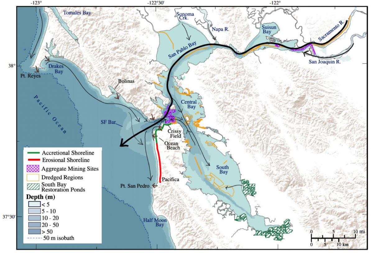 خريطة خليج سان فرانسيسكو عمق
