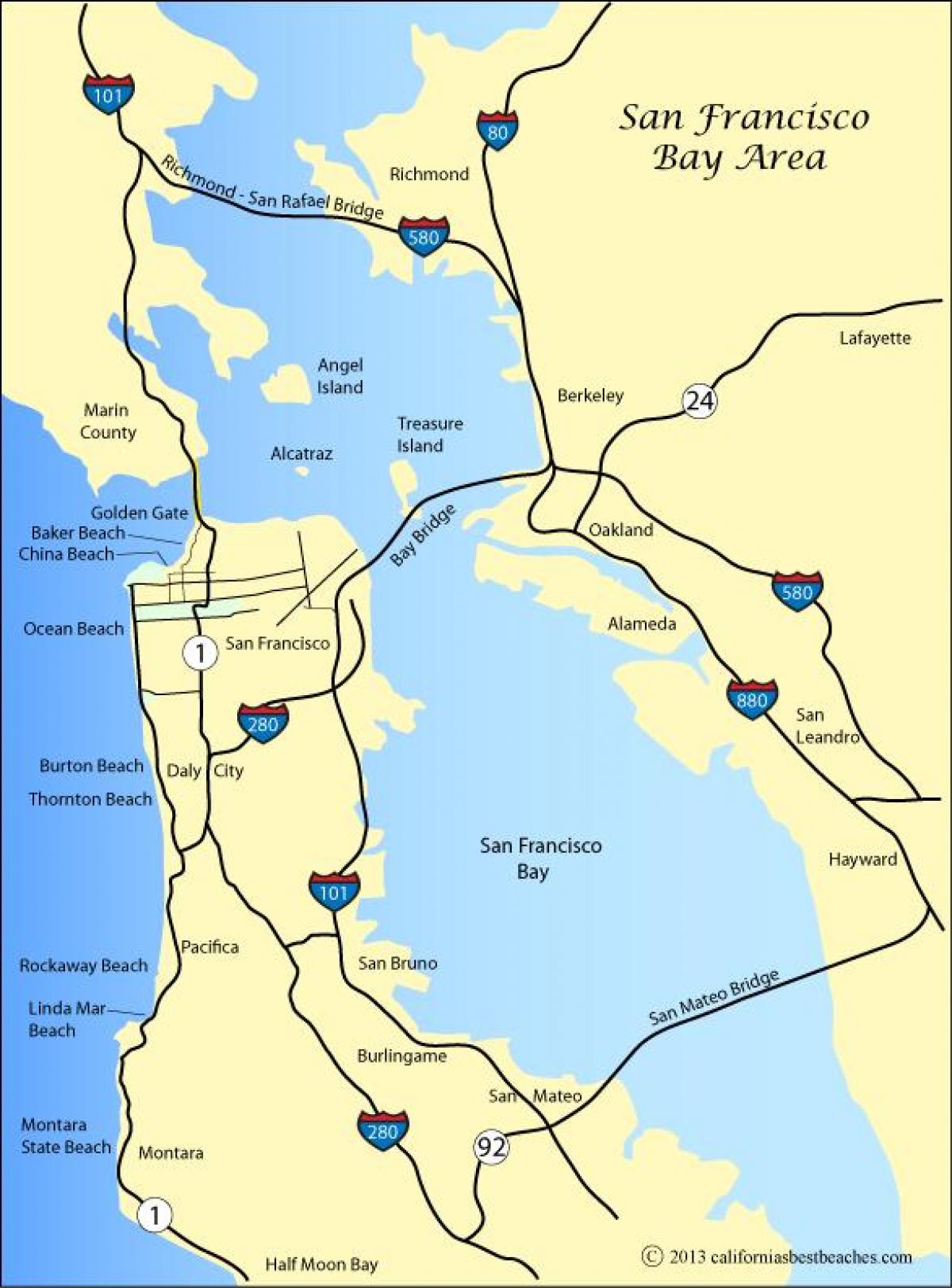 خريطة سان فرانسيسكو الشواطئ