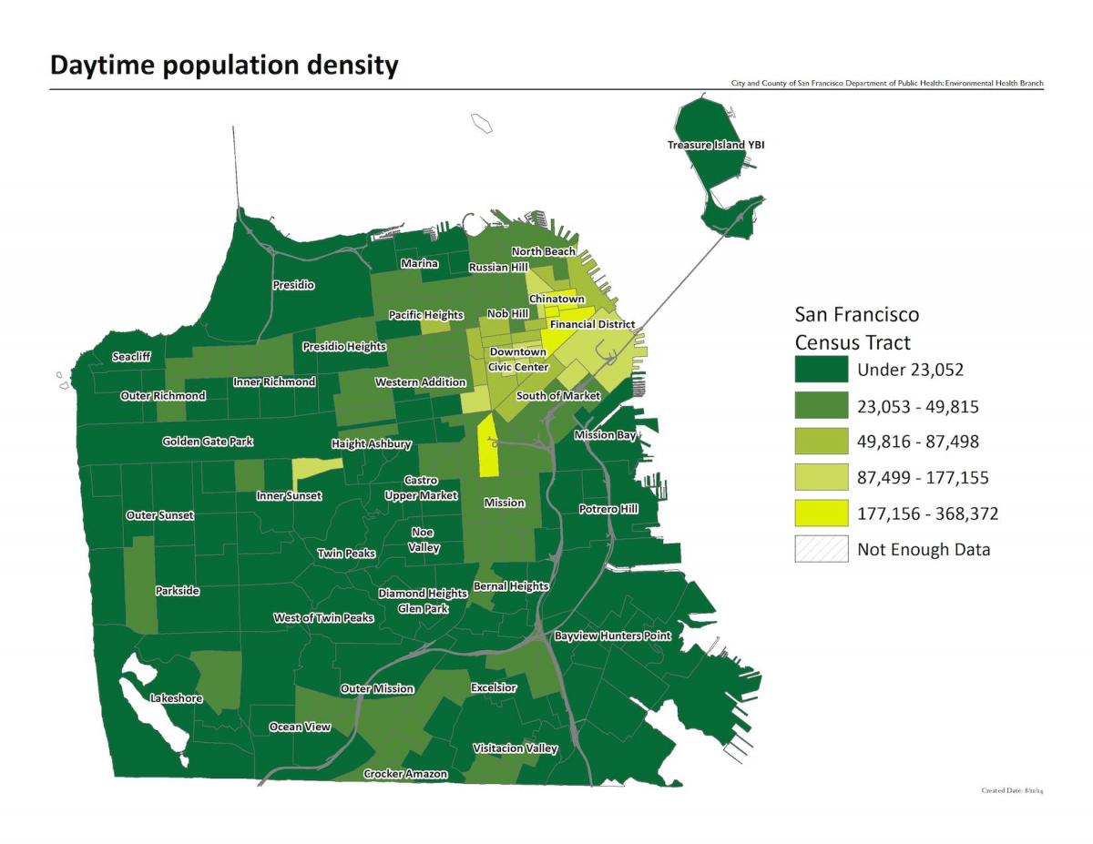 خريطة سان فرانسيسكو الكثافة السكانية