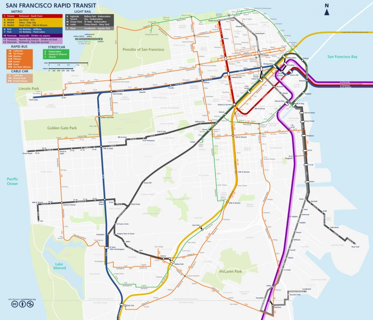 سان فران خريطة النقل العام