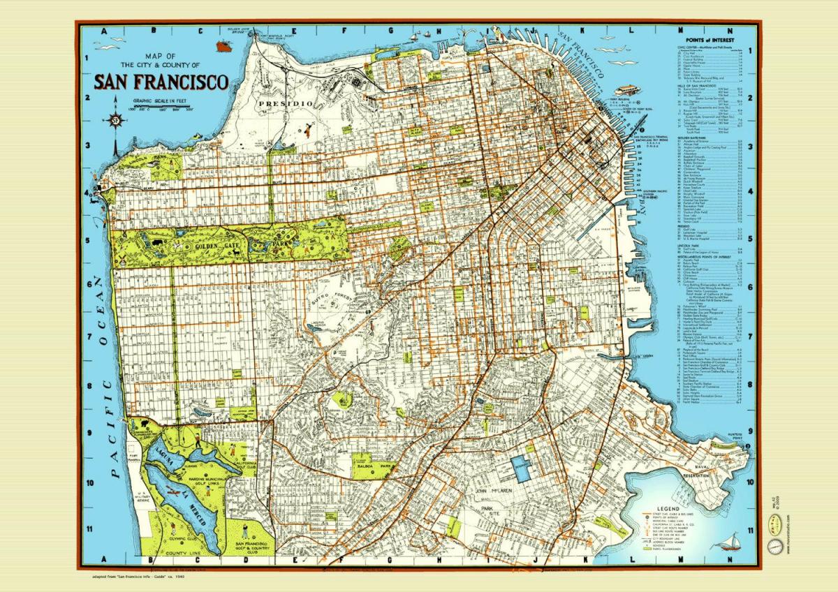 خريطة سان فرانسيسكو شارع ملصق