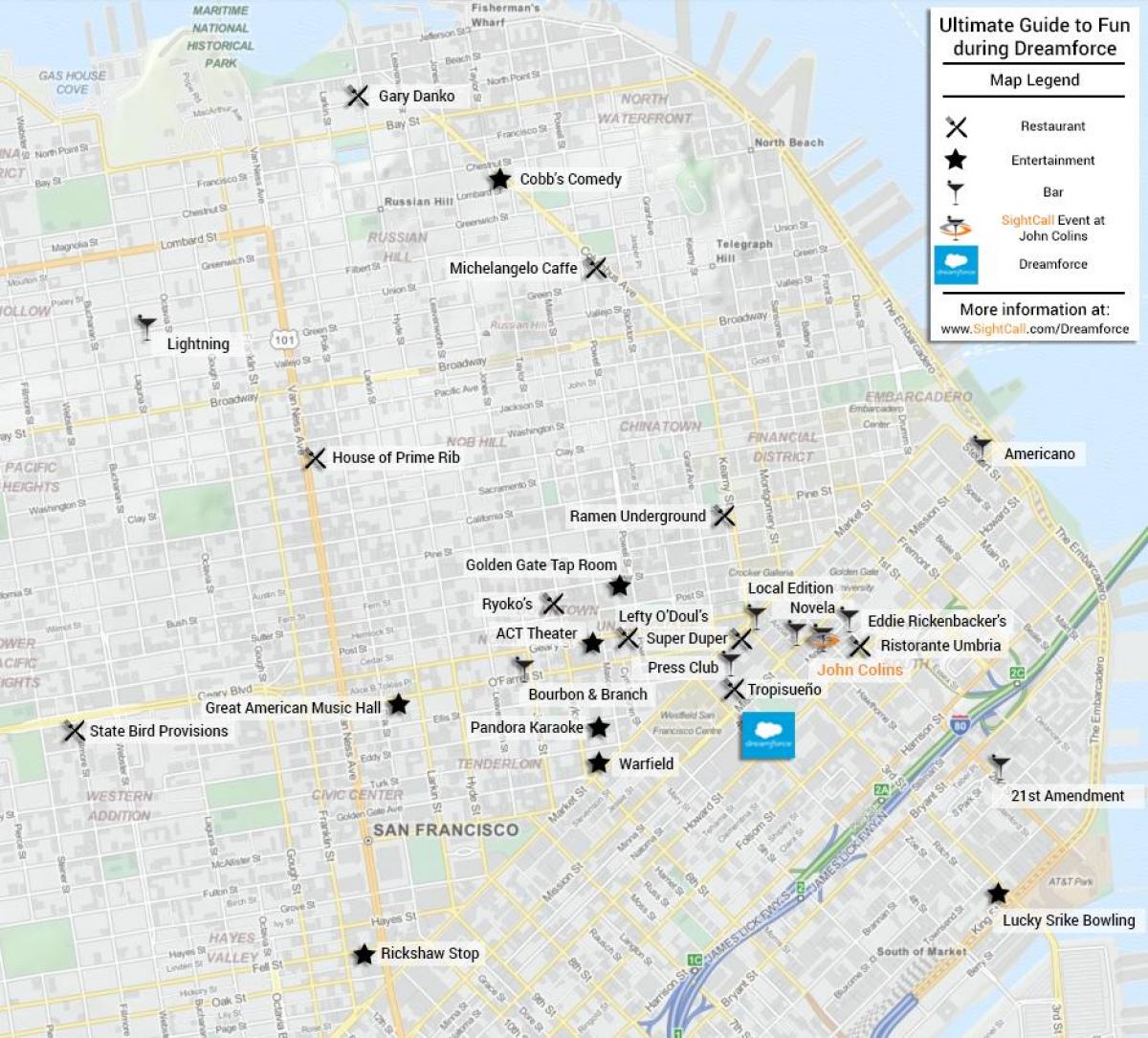 خريطة سان فرانسيسكو مطعم