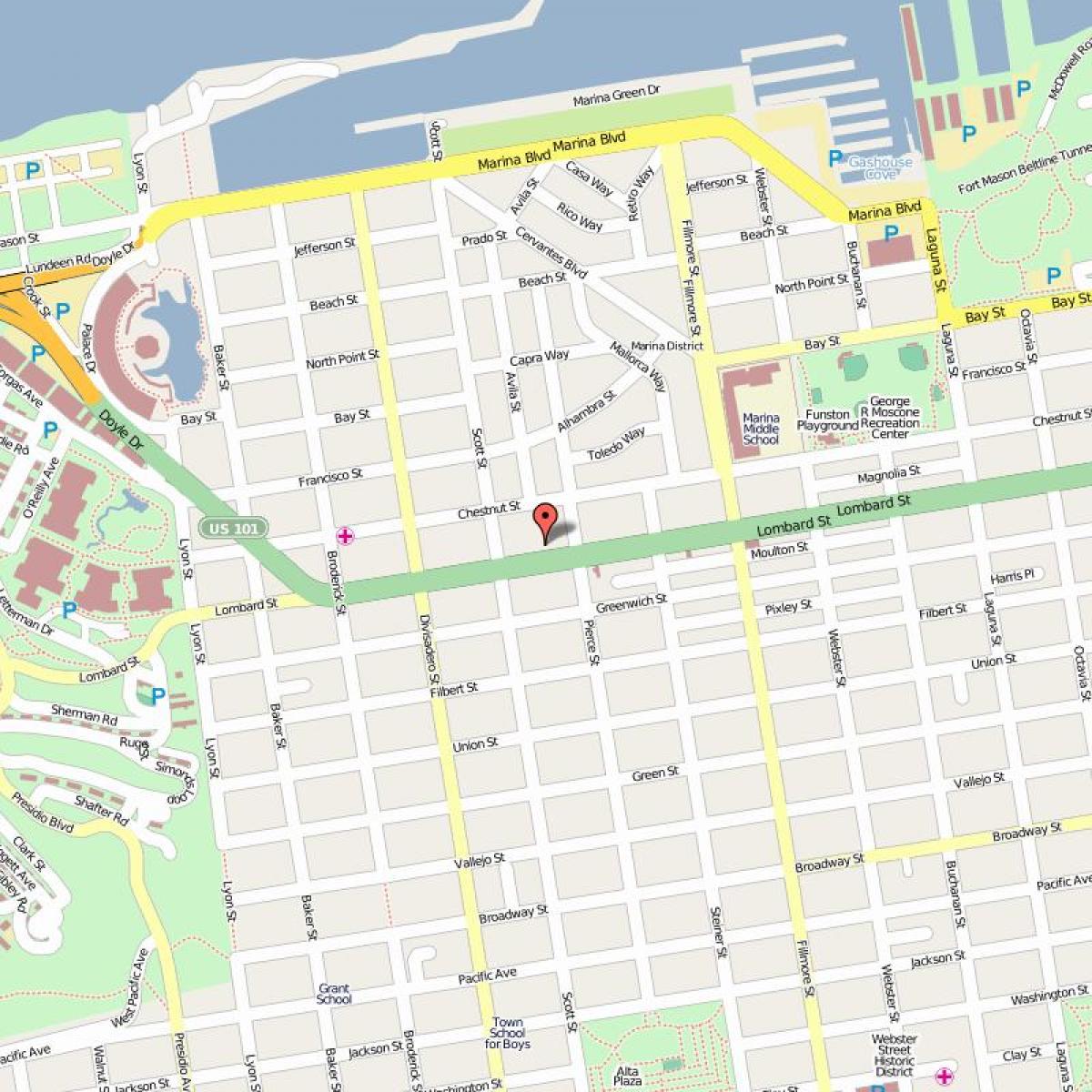 خريطة شارع لومبارد في سان فرانسيسكو