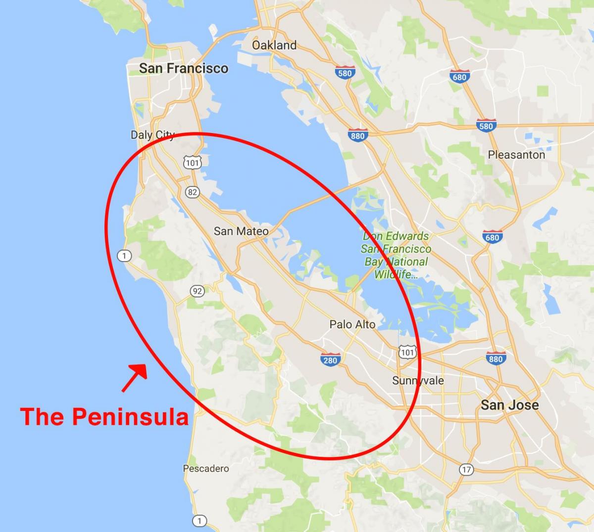 خريطة شبه جزيرة سان فرانسيسكو 