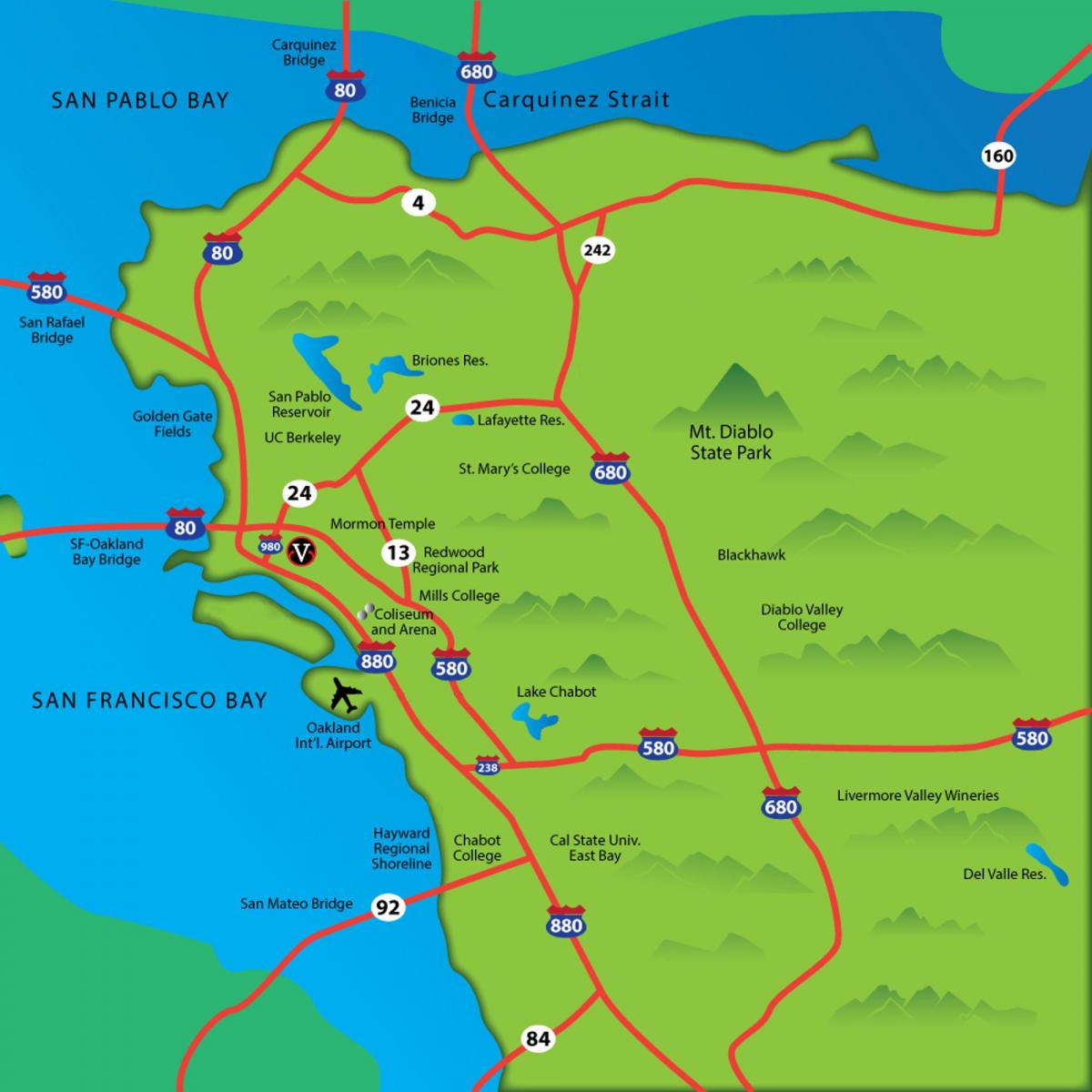 خريطة شرق منطقة خليج كاليفورنيا