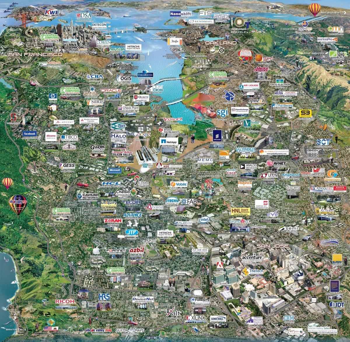 وادي السيليكون عالية التكنولوجيا خريطة