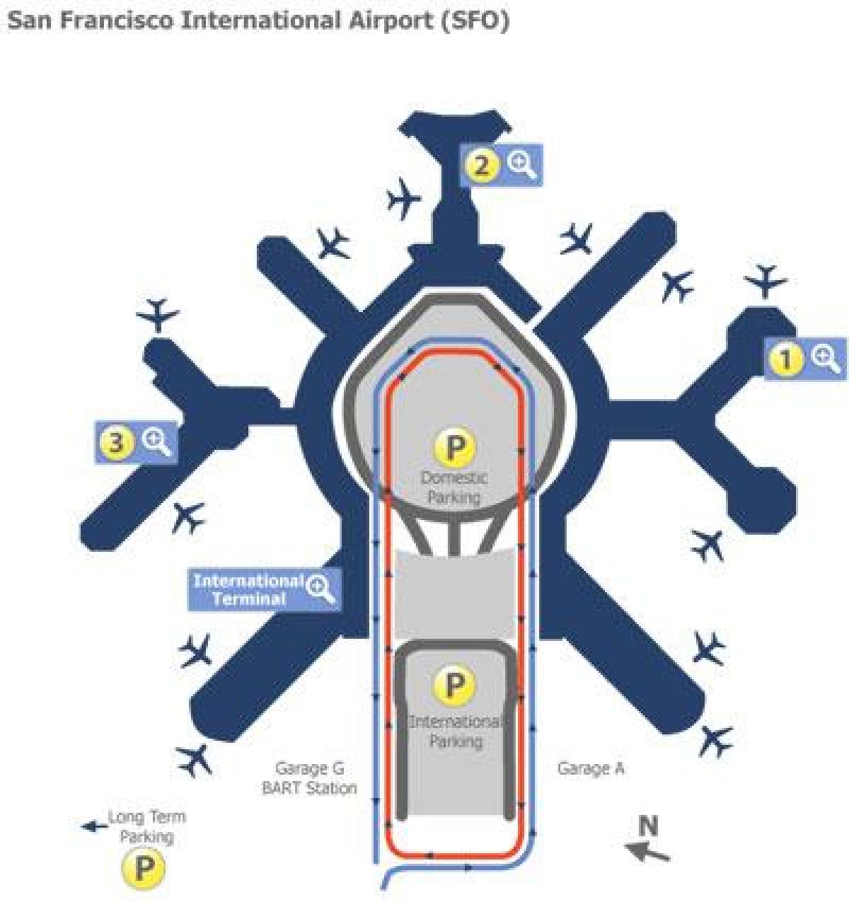 مطار سان فرانسيسكو بوابة خريطة