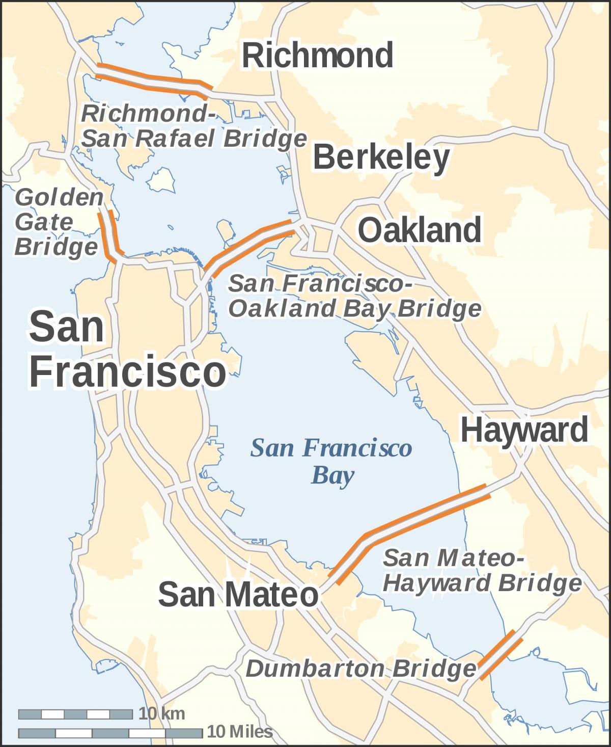 خريطة منطقة خليج الجسور