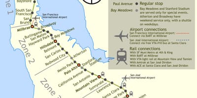 Caltrain توقف خريطة
