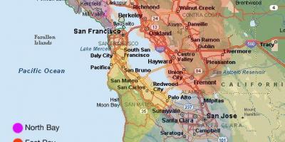 سان فرانسيسكو خريطة المنطقة والمنطقة المحيطة بها